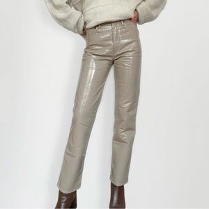 Agolde Recycled Leather 90's Pinch Waist in Quail Patent